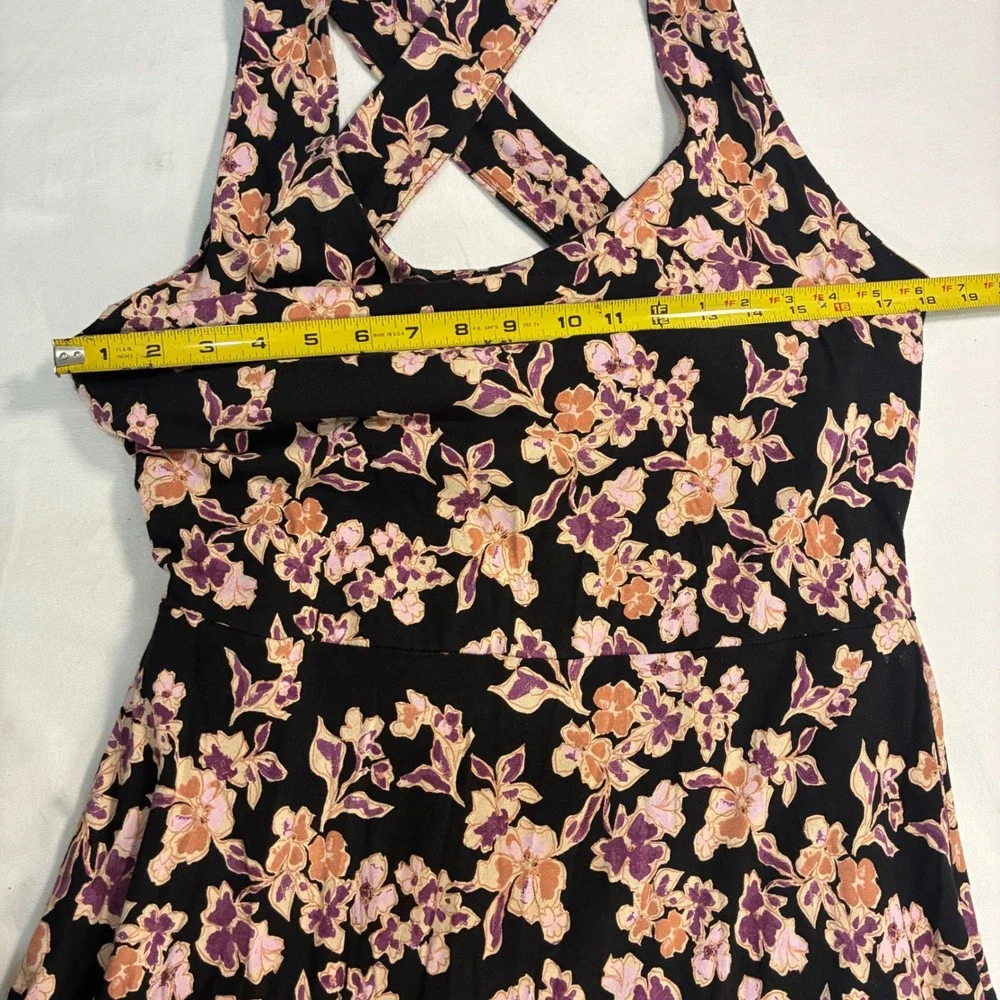Pact Maxi Dress Organic Cotton Fit Flare Womens XL Black Floral Granola - Picture 5 of 13
